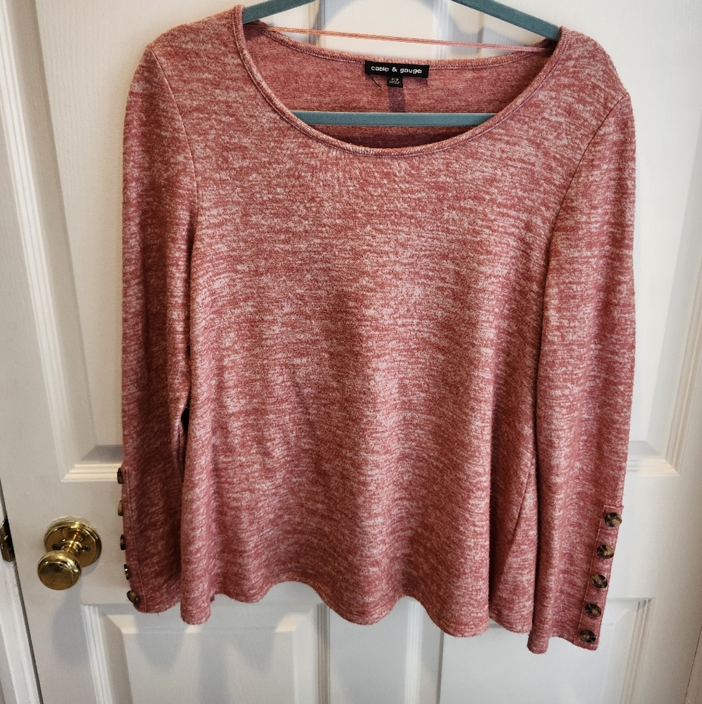 Cozy Coral Button Sleeve Top – Soft Knit Essential